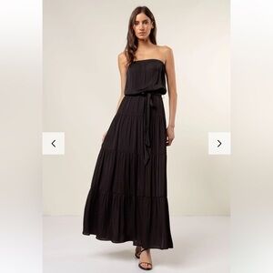 Maxi Tiered Black Strapless Dress Size